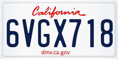 CA license plate 6VGX718