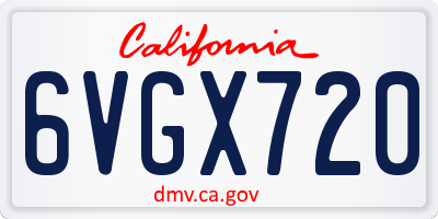 CA license plate 6VGX720