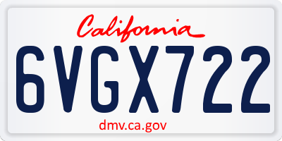 CA license plate 6VGX722
