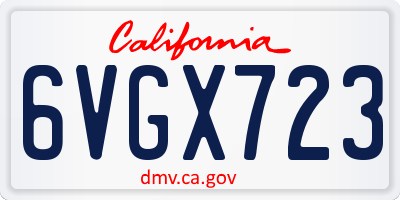 CA license plate 6VGX723