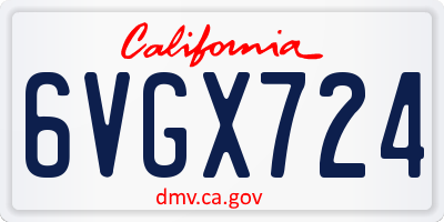 CA license plate 6VGX724