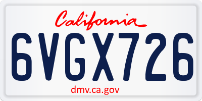 CA license plate 6VGX726
