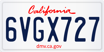 CA license plate 6VGX727