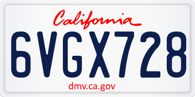 CA license plate 6VGX728