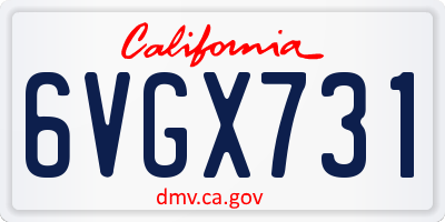 CA license plate 6VGX731
