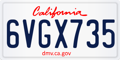 CA license plate 6VGX735