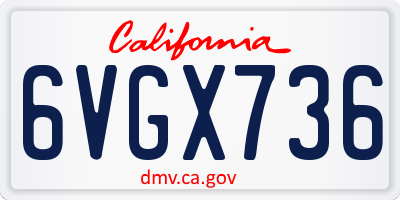 CA license plate 6VGX736