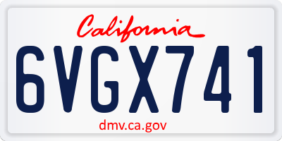 CA license plate 6VGX741