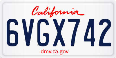 CA license plate 6VGX742