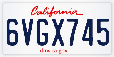 CA license plate 6VGX745