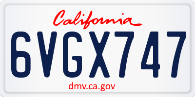 CA license plate 6VGX747