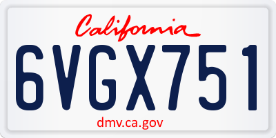 CA license plate 6VGX751
