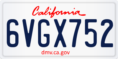 CA license plate 6VGX752