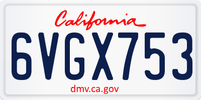 CA license plate 6VGX753