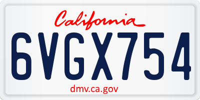 CA license plate 6VGX754