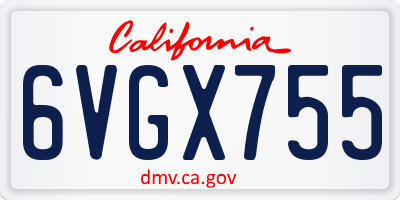CA license plate 6VGX755