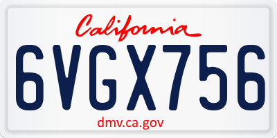 CA license plate 6VGX756