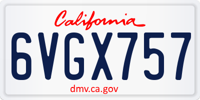 CA license plate 6VGX757