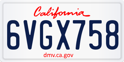 CA license plate 6VGX758