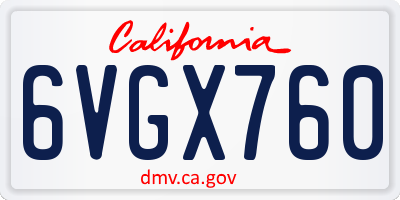 CA license plate 6VGX760