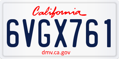 CA license plate 6VGX761