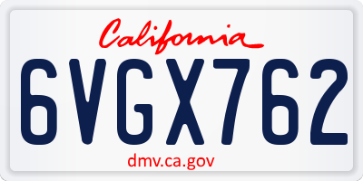 CA license plate 6VGX762