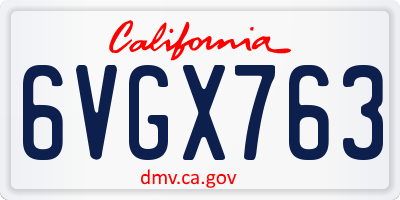 CA license plate 6VGX763