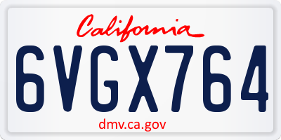 CA license plate 6VGX764