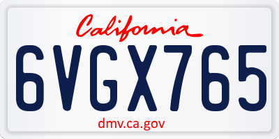 CA license plate 6VGX765