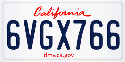 CA license plate 6VGX766