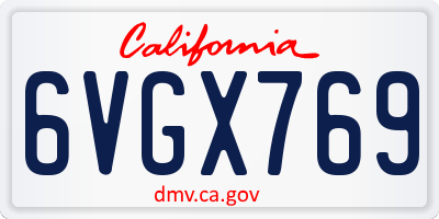 CA license plate 6VGX769