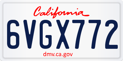 CA license plate 6VGX772