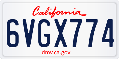 CA license plate 6VGX774