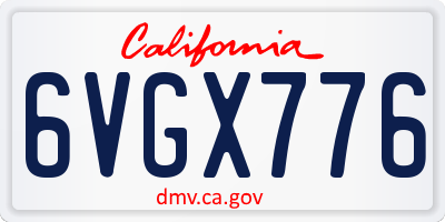 CA license plate 6VGX776