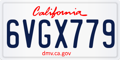 CA license plate 6VGX779