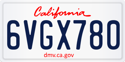 CA license plate 6VGX780