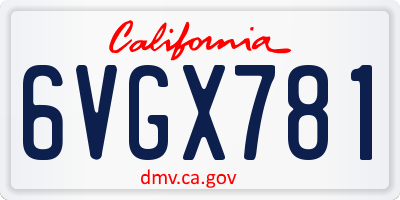 CA license plate 6VGX781