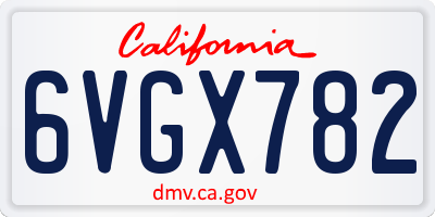 CA license plate 6VGX782