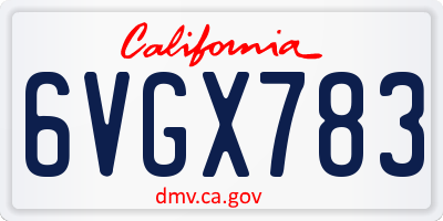 CA license plate 6VGX783