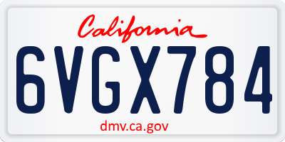 CA license plate 6VGX784
