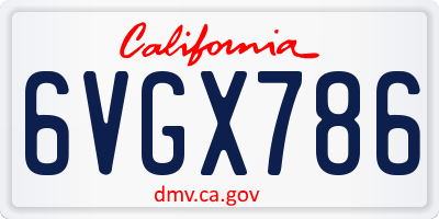 CA license plate 6VGX786