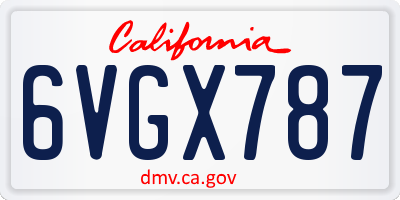 CA license plate 6VGX787