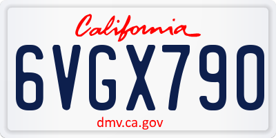 CA license plate 6VGX790