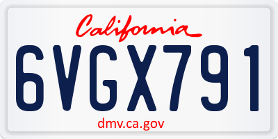CA license plate 6VGX791