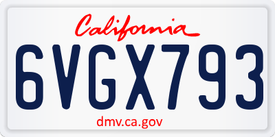 CA license plate 6VGX793