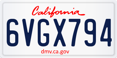 CA license plate 6VGX794