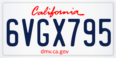 CA license plate 6VGX795