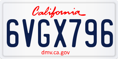 CA license plate 6VGX796