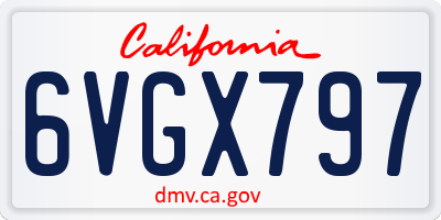 CA license plate 6VGX797