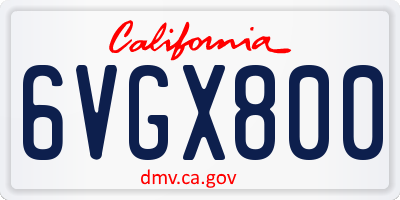 CA license plate 6VGX800
